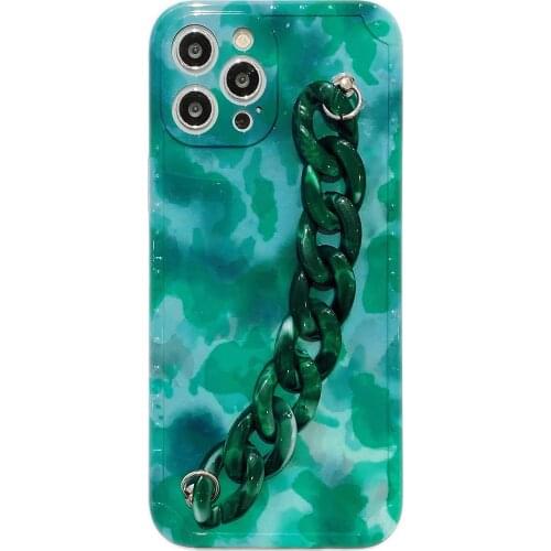 Vintage Amber & Jade Wrist Chain Case for iPhone 12 Pro Max Back Phone Cover for 12 Mini 11Pro Max X XS XR 8 7 Plus SE 2020 Capa