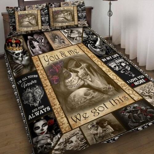 You And Me We Got This 3pcs Quilt Pillowcase Bedding Set Quilted Duvet Cover Bed Cover Set Home Textiles