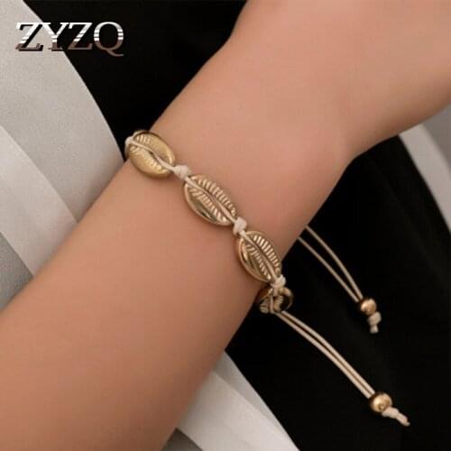 ZYZQ Trendy Exquisite Beach Seashell Conch Shaped Stylish Bracelets Rope Chain Stylish Bracelets For Women Wholesale Lots&Bulk