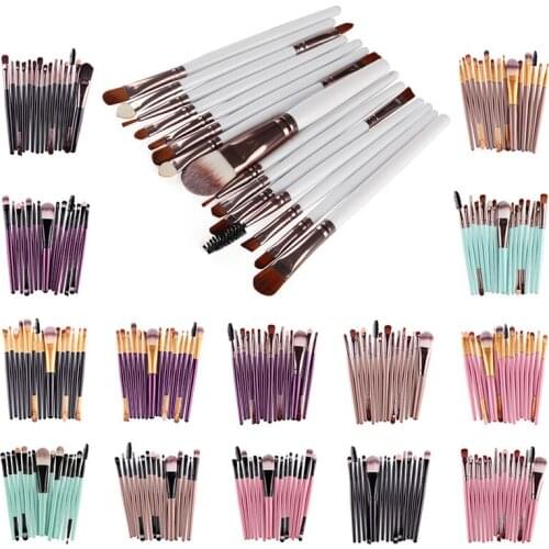 15pcs/Set Eyeshadow Powder Foundation Blush Concealer Brush Kit Nylon Fine Hair Professional Face Eye Makeup Cosmetic Tools