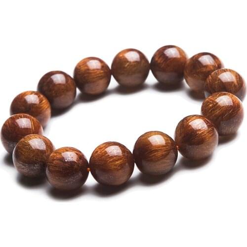 17mm Big Round Crystal Beads Bracelets For Women Men Stretch Powerful Healing Natural Copper Hair Rutilated Quartz Bracelet