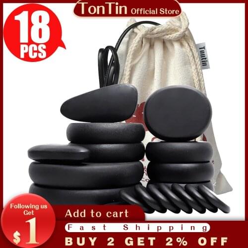 18pcs/set Hot Massage Energy Body Basalt Stone set Beauty Salon SPA with Thick Canvas healthcare back pain relieve massage set