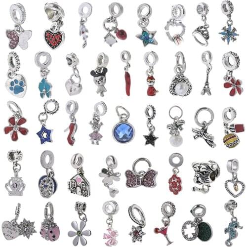 2Pcs New Heart Star Flower Chili Charms Beads Pendant fit original DIY Charms Bracelets for Women Fashion Jewelry Special Offer