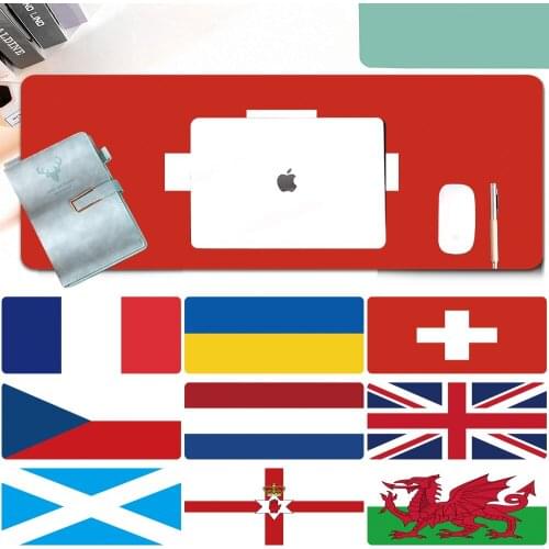2021 New Mouse Pad PU Leather Laptop Pad Antifouling Waterproof Desk Mat Big Mousepad National Flag Pattern Laptop Mat Office