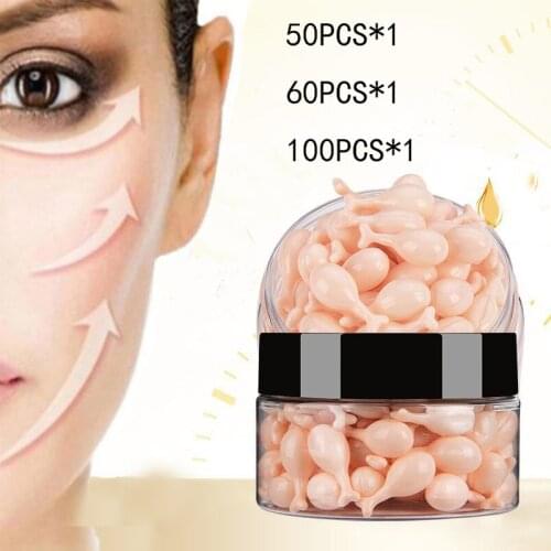 50/60/100 Pcs Collagen Facial Capsules Essence Fullerene Placenta Whitening Moisturizing Skin Rejuvenation Capsules Facial Serum