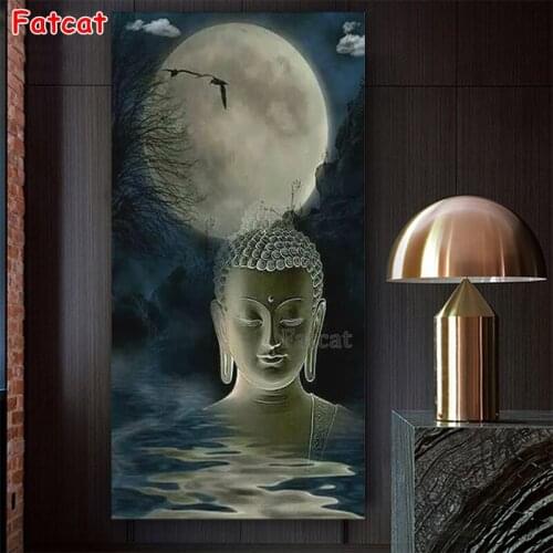Diamond Embroidery Transparent buddha moon water surface Full round square Drill 5d DIY Diamond Painting mosaic set decor PP1594