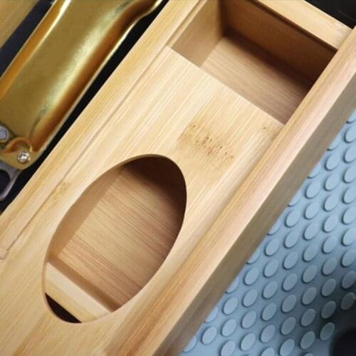 Barber Shop Bamboo Hair Holder Salon Organizer Storage Tray Rack