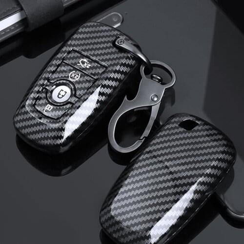 4 Buttons Carbon Fiber Style ABS Remote Key Case Cover Fob Shell Fit for Ford Expedition Mustang Fusion Edge Explorer 2018