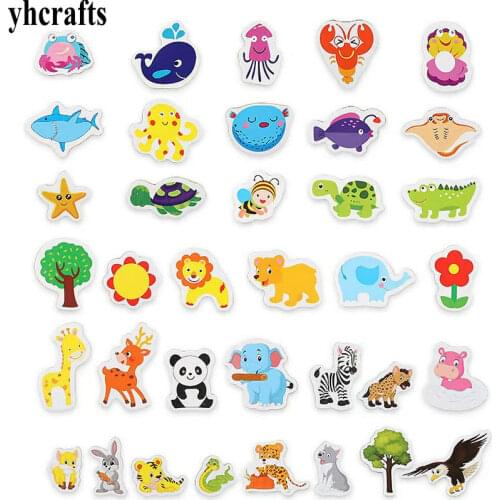 12PCS/Lot mix ocean animals fish crab wooden Fridge Magnet Creative Cartoon 3D Whiteboard Stickers toys for children kids diy