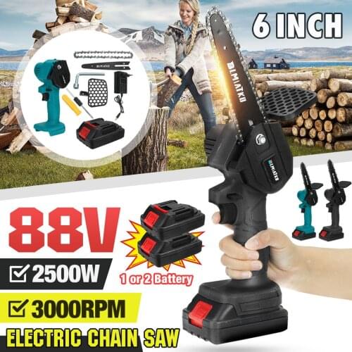 BLMIATKO 6 Inch 88Vf 2500W Electric Chain Saw With Battery Pruning ChainSaw Cordless Garden Logging Saw Woodworking Cutter
