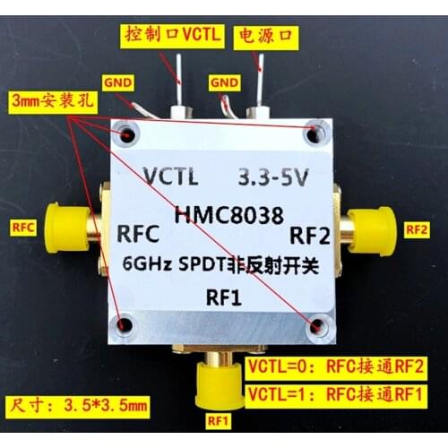 HMC8038 0.1 GHz-6.0 GHz High Isolation/Silicon SPDT/Non-Bounce Switch High isolation