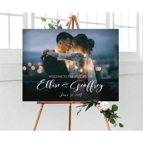 Customized Welcome wedding Sign with Photo Rustic Wedding Welcome Sign Board Canvas Welcome Sign Welcome to Our Wedding Sign