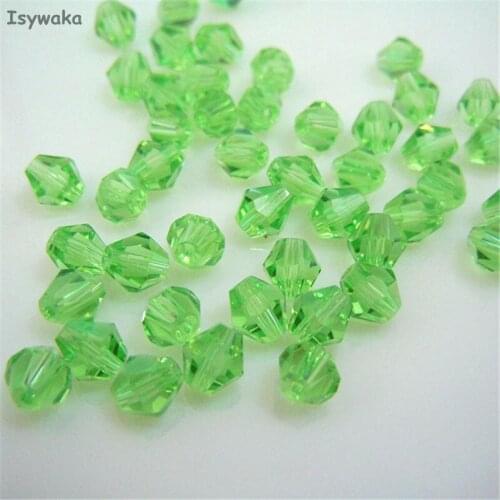 Isywaka Sale Light Green 6mm 48PCS Bicone Austria Crystal Beads charm Glass Beads Loose Spacer Bead for DIY Jewelry Making