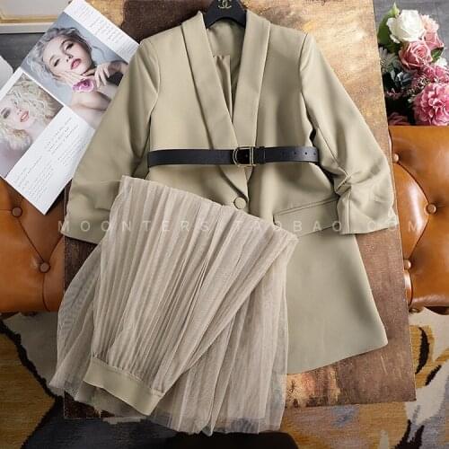 Advanced fashion style 2020 autumn new style temperament waist down Blazer coat gauze skirt suit