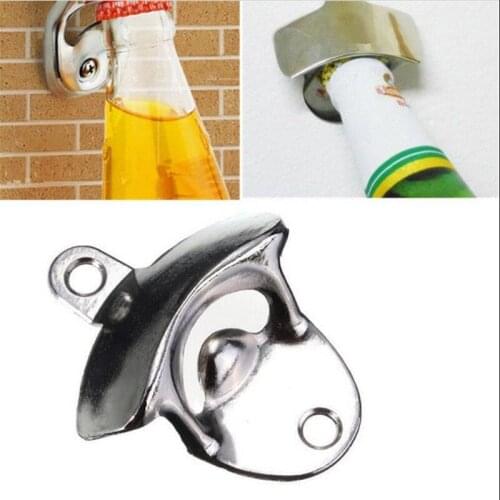 Creative Stainless Steel Wall Mounted Bottle Opener Wall Beer Bottle Opener Home Bar Kitchen Tool LX6434