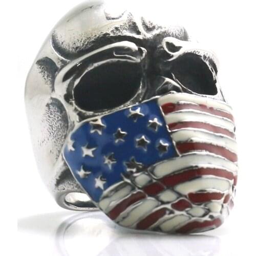 Unisex 316L Stainless Steel Cool American Flag Classic Ring For Gift