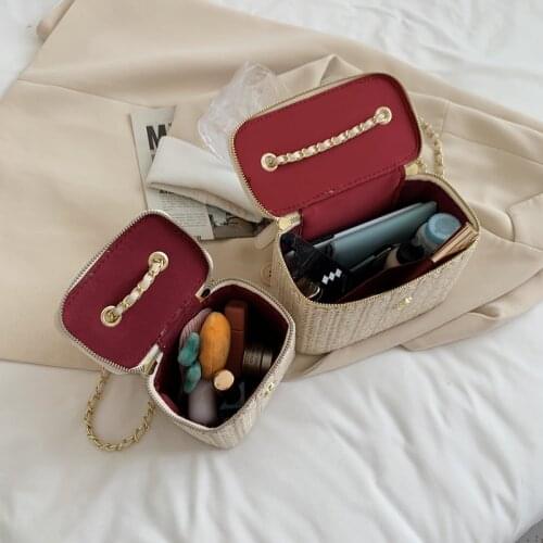 Summer Crossbody Bags for Women Bucket Sac De Plage Designer Bohemian Capazo Playa Mujer Makeup Pouch Cosmetics Shoulder Chain