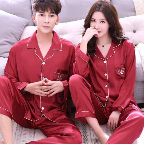 Summer Couple Pajamas Long Sleeves Soft Sleepwear Mens Home Clothes Womens Nightwear Lovers Bathrobe Lady Homewear Suit H5531