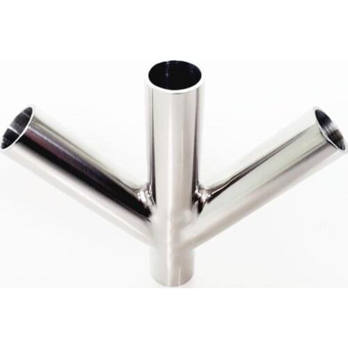 63mm 2.5" Pipe OD Butt Welding Oblique Y-Shaped 4 Way SUS 304 Stainless Sanitary Fitting Spliter Homebrew Beer Wine