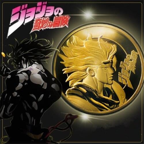 JoJos Bizarre Adventure Collect Coin Cosplay Bagde Kujo Jotaro Metal Gold Coin Giorno Giovanna Fancy Comicon Cartoon Gift