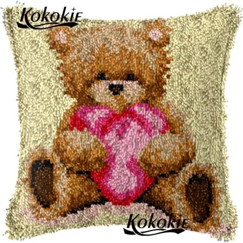 Cartoon diy carpet latch hook rug kits bear printed Needlework Crocheting Rug Kits Yarn cross stitch kits Embroidery Pillowcase
