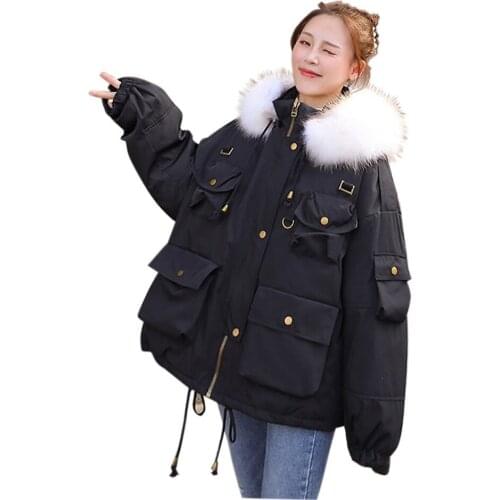 Real Big Fur Collar New Winter Womens Down Coats Loose Large Size Female 90% White Duck Down Overcoats Lady Outerwear Hoodies