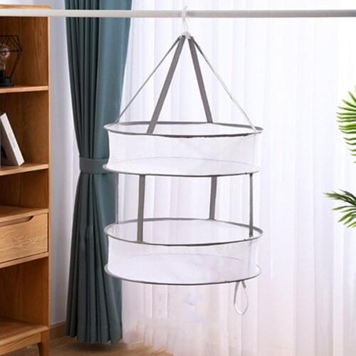 Single/Double Clothes Drying Net Zipper Design Elastic Nylon Rope Clothes Basket Drying Herbs Fruits Vegetable Rosemary Supplies