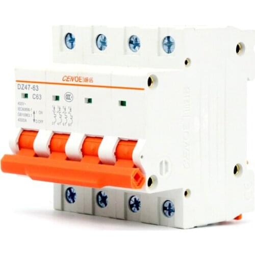 Excellent high breaking ability 4P DZ47 mini circuit breaker electric circuit breaker switch 415VAC 16A 20A 25A 32A 40A 50A 63A