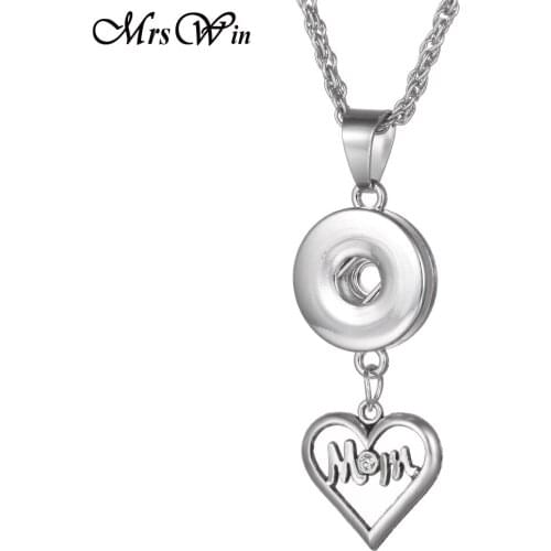 Mom Snap Necklace Mother Day gift Love Heart MOM Button Necklace for 18mm Snap Jewelry