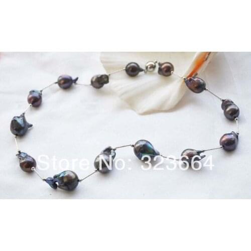 20"20mm black BAROQUE KESHI REBORN PEARL drivepipe necklace