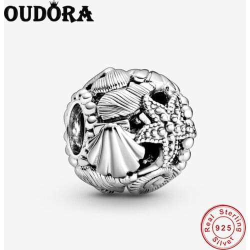 Fit Original Pandora Bracelet Charms 925 Sterling Silver Openwork Starfish Shells & Hearts Charm Beads Jewelry Making Berloque