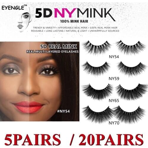 EYENGLE 5D Real Mink EyeLash 5/20pairs Fluffy Dramatic False Eyelashes Soft Volume Makeup Natural Long Thick Reusable Free Ship