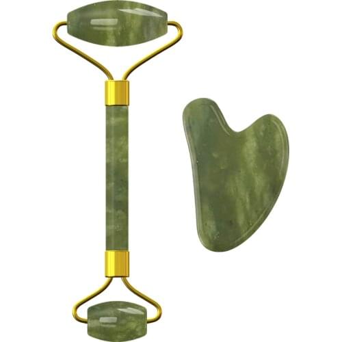 Facial Massage Jade Roller Gouache Scraper Set Natural Crystal Stone Face Massage Beauty Care Anti-wrinkle Guasha Massage Roller