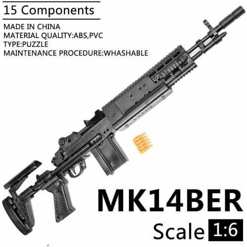 1/6 Scale M14BER Toy Gun Model Assembly Puzzles Building Bricks Gun Soldier Weapon For Action Figures