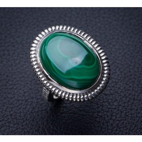 StarGems Natural Malachite Handmade 925 Sterling Silver Ring 5.5 E2966