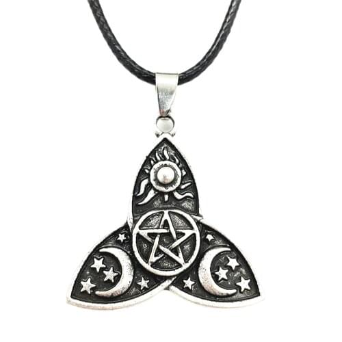 Triple Moon Goddess Triquetra Pentacle Viking Wicca Sun Star Moon Pendant Necklace Fashion Jewelry Manufacturers Direct Sales