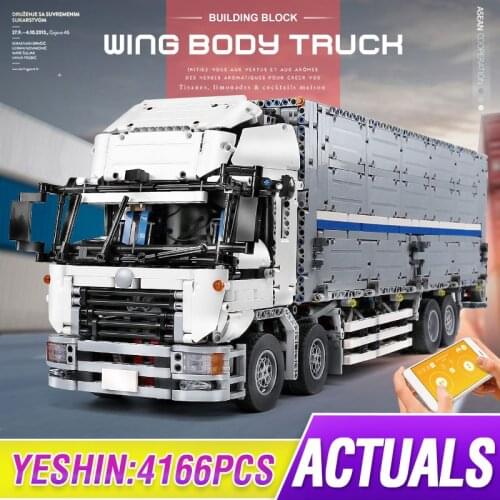 Mould King High-Tech Remote Control Car The Motorized Arakawa Tow Wing Body Container Truck Building Blocks Bricks Toys for Boys