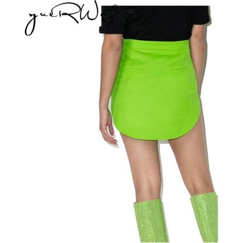 YuerWang Women Skirt Green High Waisted Skirts Fashion Female Summer Skirt All Match Retro Ladies Short Skirts 2021 New Arrival