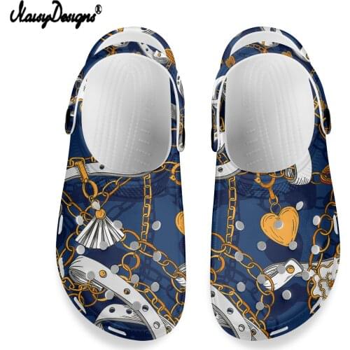 NOISYDESIGNS New Luxury Design Printed Sandals Hole Shoes Beach Sandals Home Slippers Summer Men Women Clogs Casual Garden Shoes