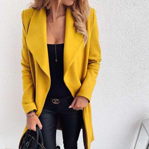 New Womens Autumn Winter Casual Solid Colors Thick Long Sleeve Oversized S-3XL Cardigan Long Trench Coats Jacket Windbreaker