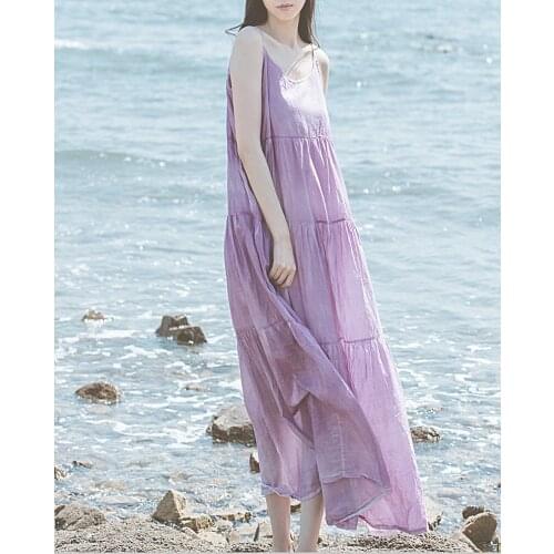 Women Loose Spaghetti Strap Dress Ladies Patchwork Summer Dresses Female 2021