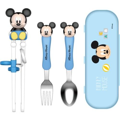 1 set Disney Minnie Mickey Children training tableware Practice chopsticks spoon fork Suitable for children Cutlery Set