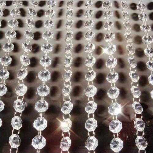 10M/lot)Free shipping! DIY crystal chandelier parts,14MM Octagon Glass Garland Strands,wedding cake and home curtain decoration