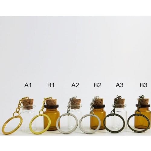360 x 5ml Empty Refillable Clear Amber Glass Pendant Vials Bottles 1/6oz key chain using for wedding and women
