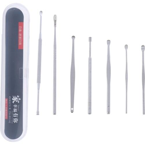 5pcs/7pcs/lot Stainless Steel Ear Wax Pickers set Stainless Steel Earpick Wax Remover Curette Ear Cleaner Tool