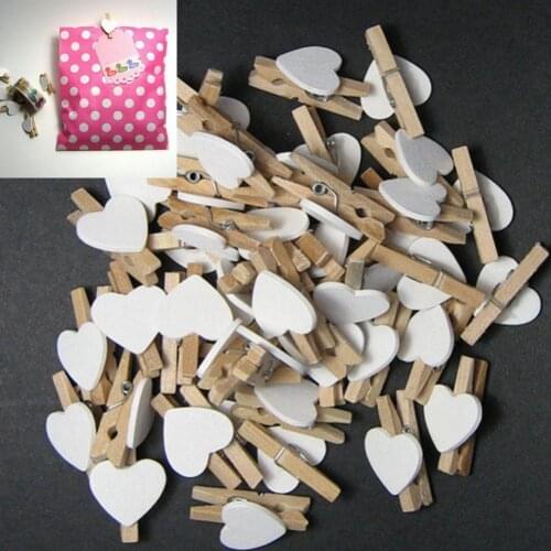 50Pcs Wooden Clips Love Heart Pegs Clothespin DIY Cute Wedding Decor Craft