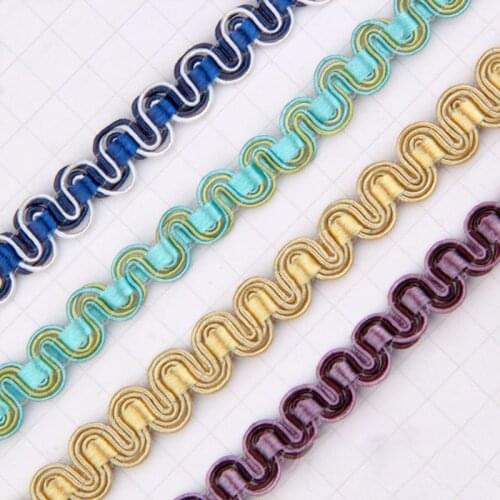 50Yards Gold Brown S shape Centipede Lace Trim Diy Accessory Wavy Webbing Braided Lace Edge for Cushion Curtain decoration