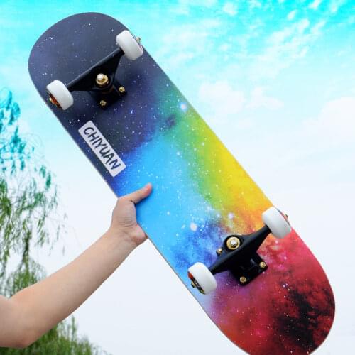 CHIYUAN 7-Tier Maple Double Tilt Skateboard Hard PU Wheels 80cm Deck Complete Boards Children Adults Beginners Stunt Skateboards