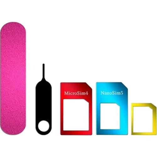 5 In 1 Pin Nano Card SIM Card Adapter Converter Fitting Micro Tray Sanding Aluminum Alloy Cutting Phone Accessory Standard Kit