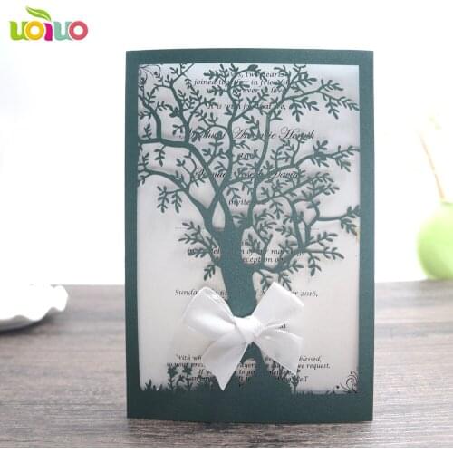 Free shipping hot sale love tree heart romantic Laser Cut Wedding Invitation Card with low price luxurious wedding invitation